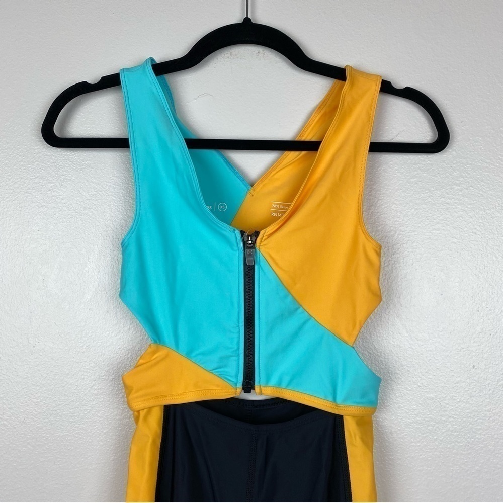 Outdoor Voices SplashKnit 6" Colorblock Bodysuit Black Teal Yellow Size XS NWT - Picture 5 of 11